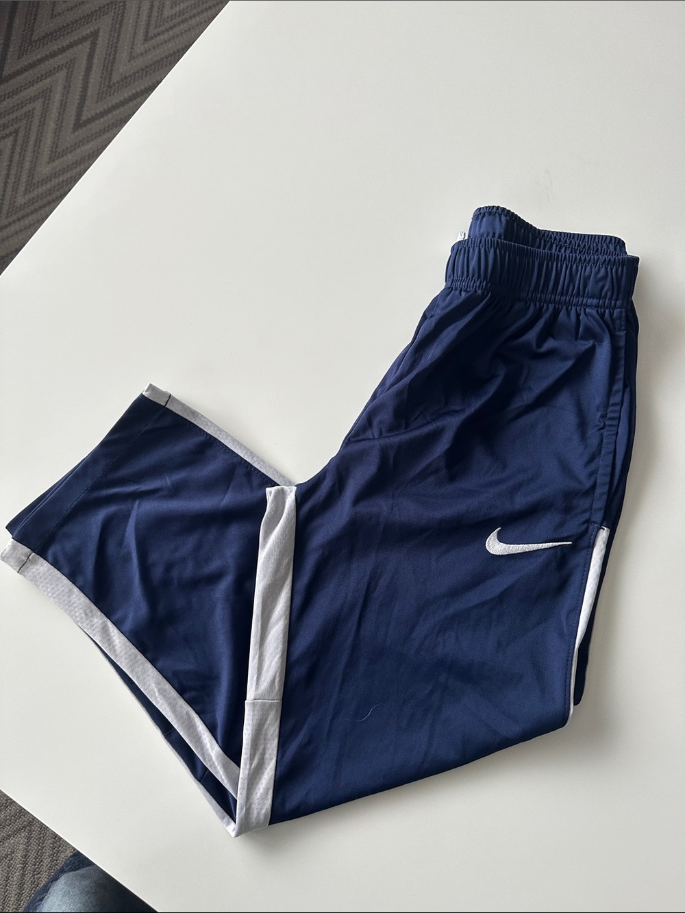 Nike Navy Blue Kids Sweatpants with Gray Trim